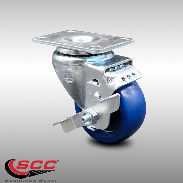 3.5 Inch SS Solid Polyurethane Swivel Top Plate Caster with Brake